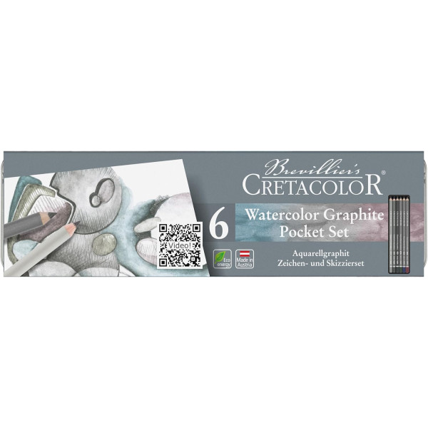 photo-Crayons graphite et couleur aquarelle - Boîte de 6 pièces - Beaux-arts - Cretacolor Watercolor graphite