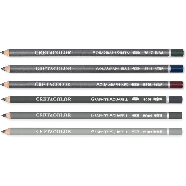 Crayons graphite et couleur aquarelle - Boîte de 6 pièces - Beaux-arts - Cretacolor Watercolor graphite