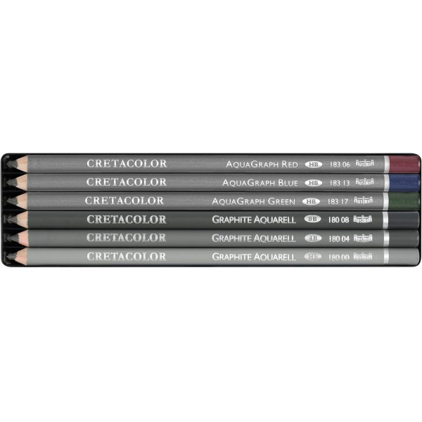 Crayons graphite et couleur aquarelle - Boîte de 6 pièces - Beaux-arts - Cretacolor Watercolor graphite