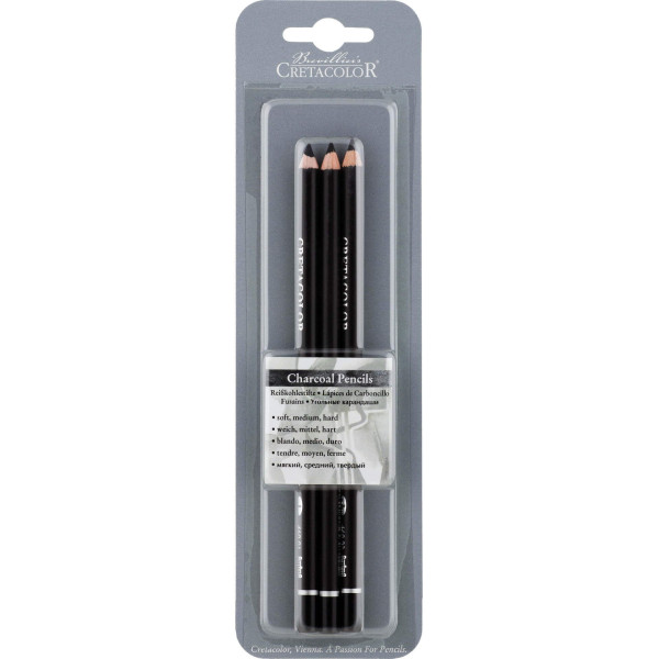photo-Crayons fusains - Noir - 3 duretés soft, médium et hard - Dessin, esquisse - Cretacolor