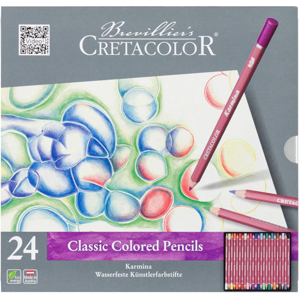 photo-Crayons de couleur - 24 couleurs intenses - Résiste à l'eau - Beaux-arts - Cretacolor Karmina