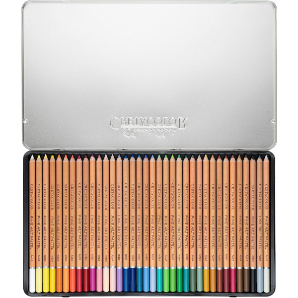 Crayons de couleur pastel - Boîte métal - 36 couleurs - Cretacolor - Pastel Pencils