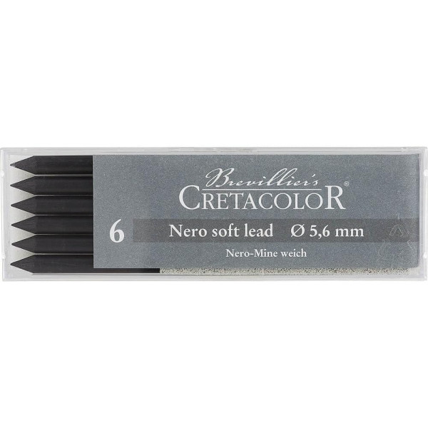 photo-Mines graphite - Noir - Tendre - Dessin, croquis et esquisse - Boîte de 6 - Cretacolor Nero
