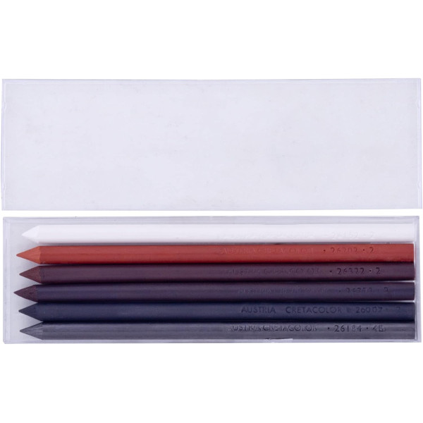 Mines graphite et craies - Assortiment - Dessin, croquis et esquisse - Boîte de 6 - Cretacolor Artist leads