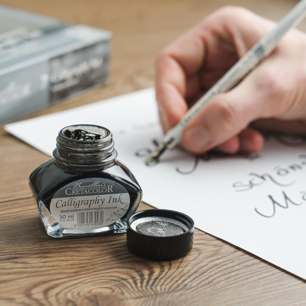 Coffret calligraphie - Porte-plume + 5 plumes + encre de Chine - Cretacolor