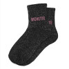 Chaussettes - Femme - Noir avec paillettes - Bichette - Taille 36/42 - Humour - Cadeau