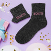 Chaussettes - Femme - Noir avec paillettes - Bichette - Taille 36/42 - Humour - Cadeau
