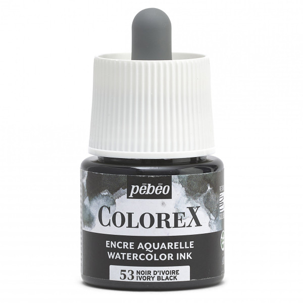 photo-Encre aquarelle - Noir d'Ivoire - 53 - Illustration, BD, manga, calligraphie - Colorex - Pébéo - 45ml