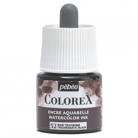 photo-Encre aquarelle - Noir trichrome - 52 - Illustration, BD, manga, calligraphie - Colorex - Pébéo - 45ml