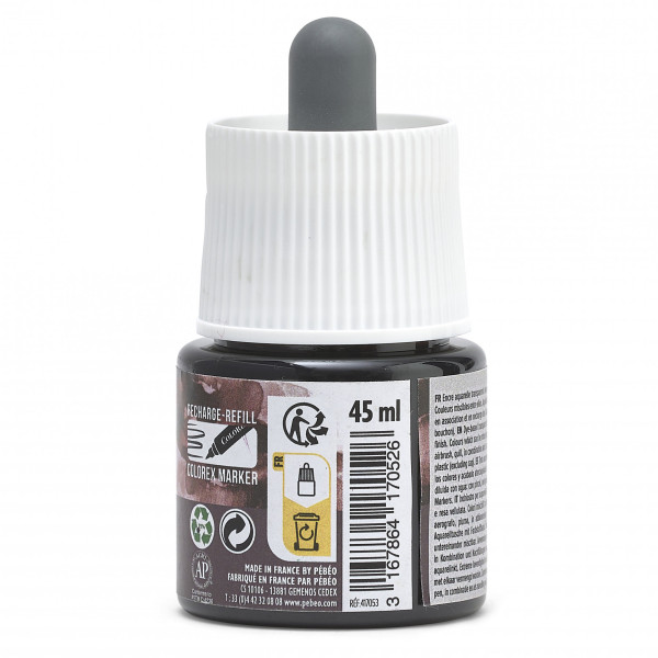 Encre aquarelle - Noir trichrome - 52 - Illustration, BD, manga, calligraphie - Colorex - Pébéo - 45ml