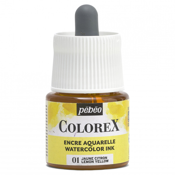 photo-Encre aquarelle - Jaune citron - 01 - Illustration, BD, manga, calligraphie - Colorex - Pébéo - 45ml