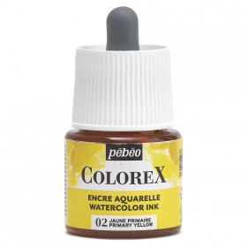 photo-Encre aquarelle - Jaune primaire - 02 - Illustration, BD, manga, calligraphie - Colorex - Pébéo - 45ml