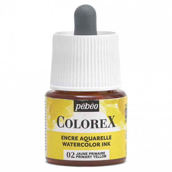 photo-Encre aquarelle - Jaune primaire - 02 - Illustration, BD, manga, calligraphie - Colorex - Pébéo - 45ml