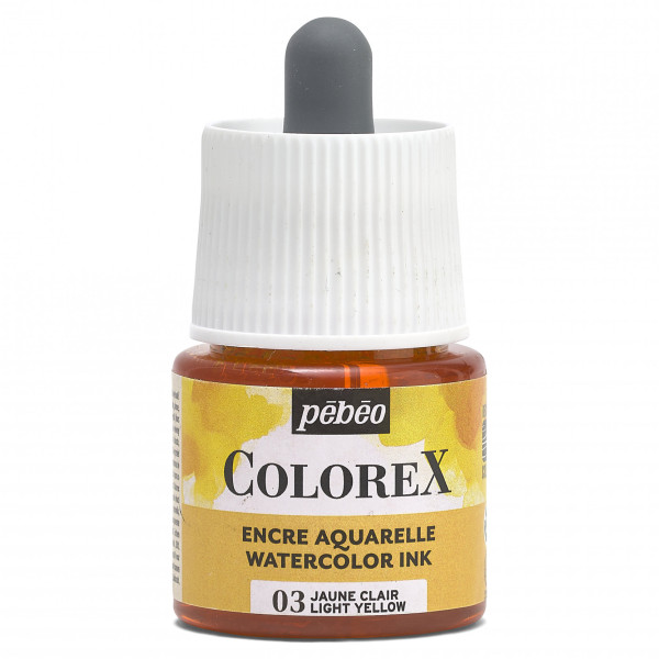photo-Encre aquarelle - Jaune clair - 03 - Illustration, BD, manga, calligraphie - Colorex - Pébéo - 45ml