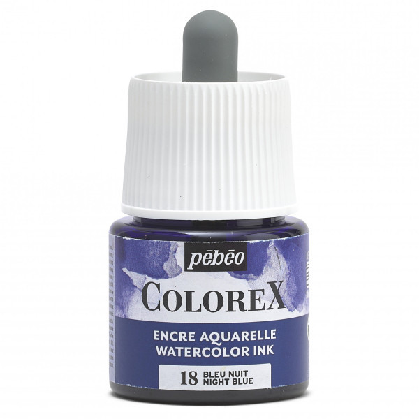 photo-Encre aquarelle - Bleu nuit - 18 - Illustration, BD, manga, calligraphie - Colorex - Pébéo - 45ml