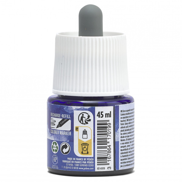 Encre aquarelle - Bleu cobalt - 19 - Illustration, BD, manga, calligraphie - Colorex - Pébéo - 45ml