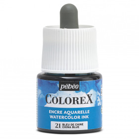 photo-Encre aquarelle - Bleu de Chine - 21 - Illustration, BD, manga, calligraphie - Colorex - Pébéo - 45ml