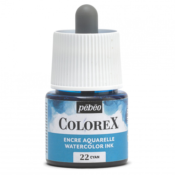 photo-Encre aquarelle - Cyan - 22 - Illustration, BD, manga, calligraphie - Colorex - Pébéo - 45ml