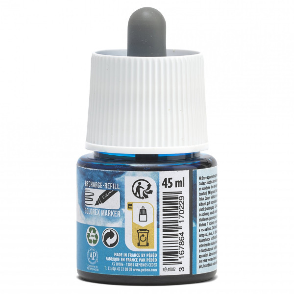 Encre aquarelle - Cyan - 22 - Illustration, BD, manga, calligraphie - Colorex - Pébéo - 45ml