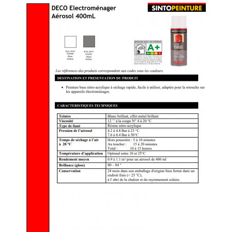 Acheter Bombe de peinture électroménager - Métal - Sinto pas cher