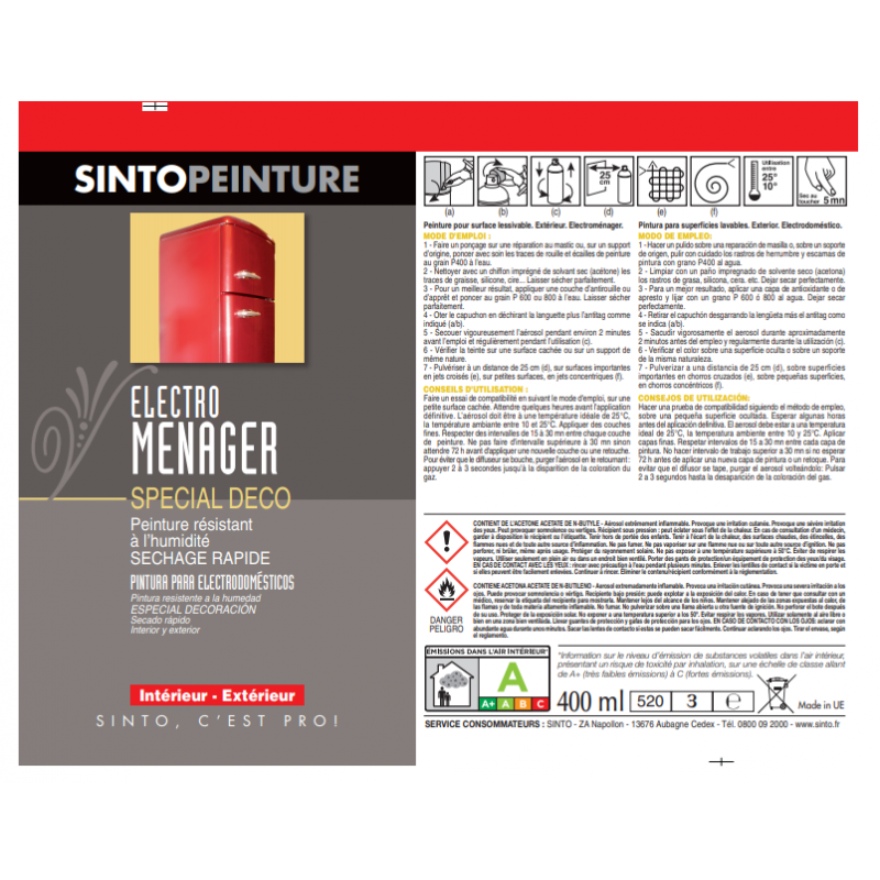 Acheter Bombe de peinture électroménager - Métal - Sinto