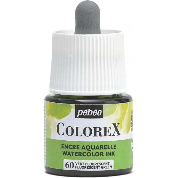 photo-Encre aquarelle - Vert fluo - 60 - Illustration, BD, manga, calligraphie - Colorex - Pébéo - 45ml