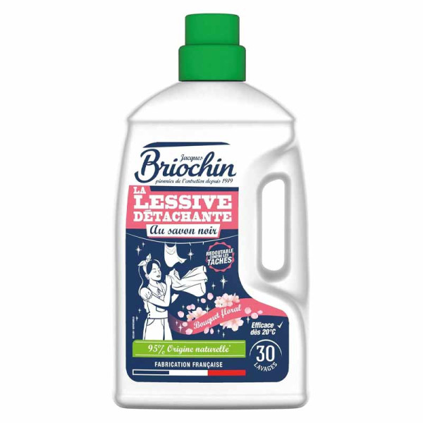 photo-Lessive liquide - Savon noir - Parfum fleur - Produits naturels - Briochin