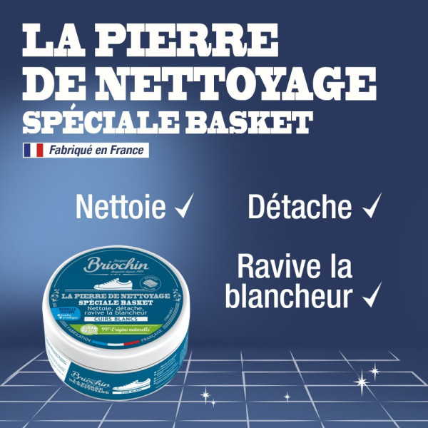 Pierre blanche - Spéciale basket - Nettoie, détache et ravive - Cuirs blancs - Briochin