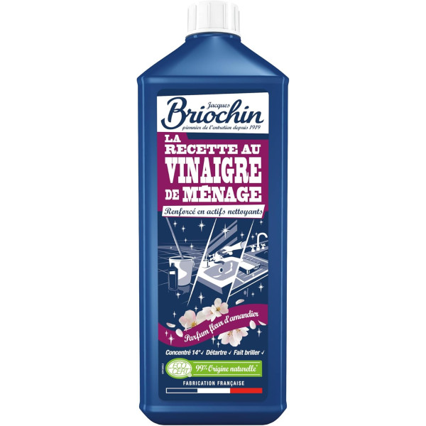 photo-Vinaigre ménager - Parfum fleur d'amandier - Concentré 14° - Briochin - 1L