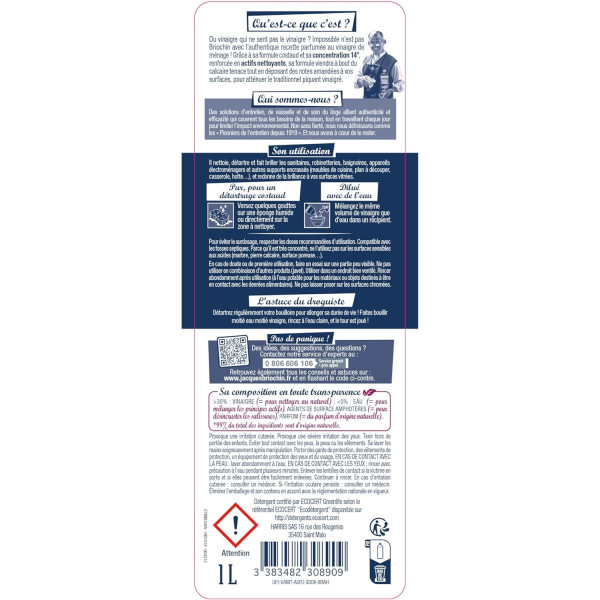 Vinaigre ménager - Parfum fleur d'amandier - Concentré 14° - Briochin - 1L