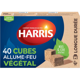 photo-Allume-feu - Bois et cire végétale - Longue durée - Bois compressé - 40 cubes - Harris