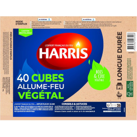 Allume-feu - Bois et cire végétale - Longue durée - Bois compressé - 40 cubes - Harris