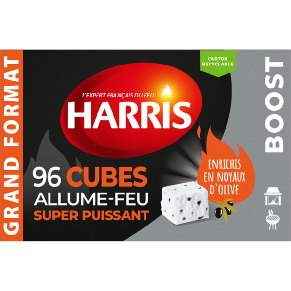 photo-Allume-feu - Super puissant - Sans odeur - Cheminée et barbecue - 96 cubes - Harris