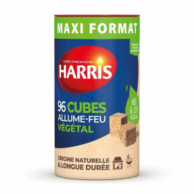 photo-Allume-feu - Bois et cire végétale - Longue durée - Bois compressé - 96 cubes - Harris