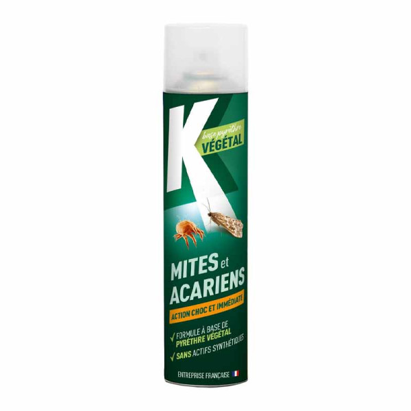 photo-Produit anti mites et acariens - Action choc et immédiate - A base de pyrèthre végétal - Spray 400ml