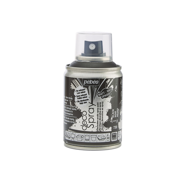 photo-Bombe de peinture - Noir - 730 - Pébéo - DecoSpray - 100ml - Tous supports