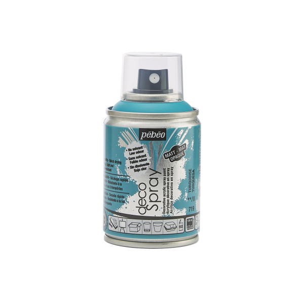 photo-Bombe de peinture - Turquoise - 719 - Pébéo - DecoSpray - 100ml - Tous supports