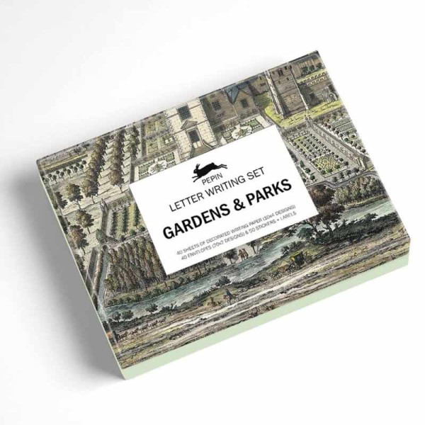 photo-Coffret de correspondance - Papier à lettres + enveloppes + autocollants - Parcs et jardins