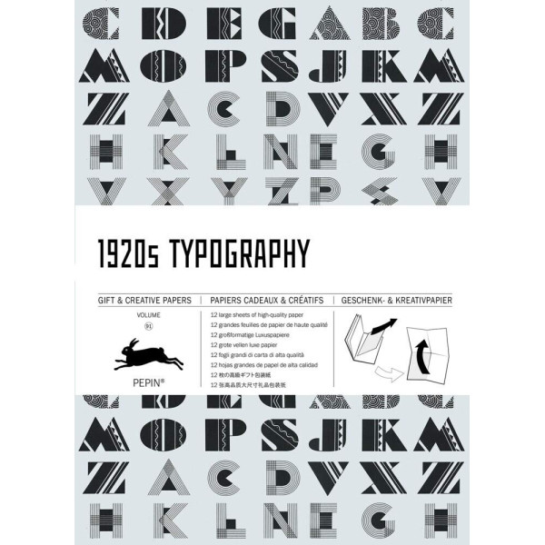 photo-Papiers créatifs - Alphabet et typographie 1920 - Scrapbooking - 12 feuilles - 50x70cm