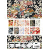 Papiers créatifs - Motifs inspiration kimono japonais - Scrapbooking - 12 feuilles - 50x70cm