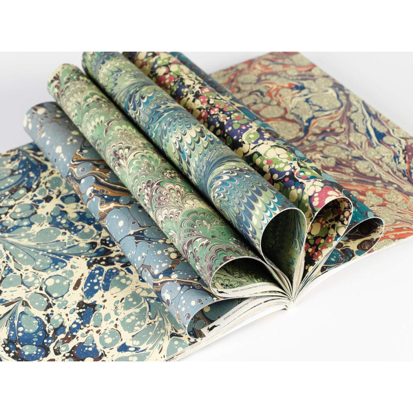 Papiers créatifs - Motifs marbrés - Scrapbooking - 12 feuilles - 50x70cm