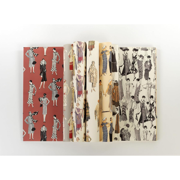 Papiers créatifs - Modèles femme fashion art déco 1920 - Scrapbooking - 12 feuilles - 50x70cm