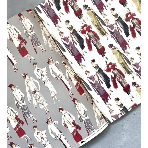 Papiers créatifs - Modèles femme fashion art déco 1920 - Scrapbooking - 12 feuilles - 50x70cm