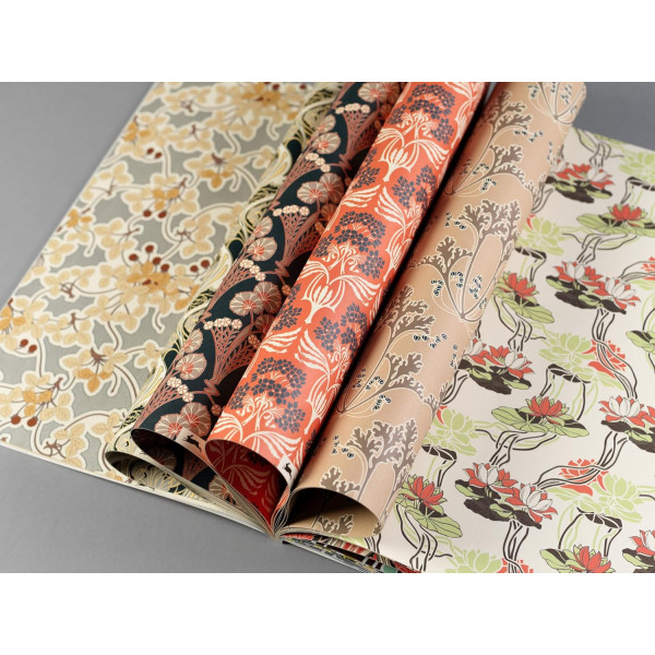 Papiers créatifs - Motifs art nouveau - Scrapbooking - 12 feuilles - 50x70cm