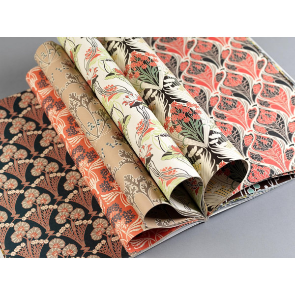 Papiers créatifs - Motifs art nouveau - Scrapbooking - 12 feuilles - 50x70cm