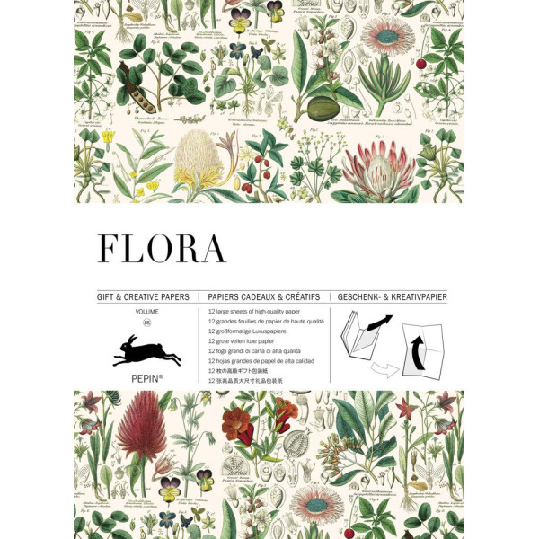 photo-Papiers créatifs - Illustrations fleurs et plantes - Scrapbooking - 12 feuilles - 50x70cm
