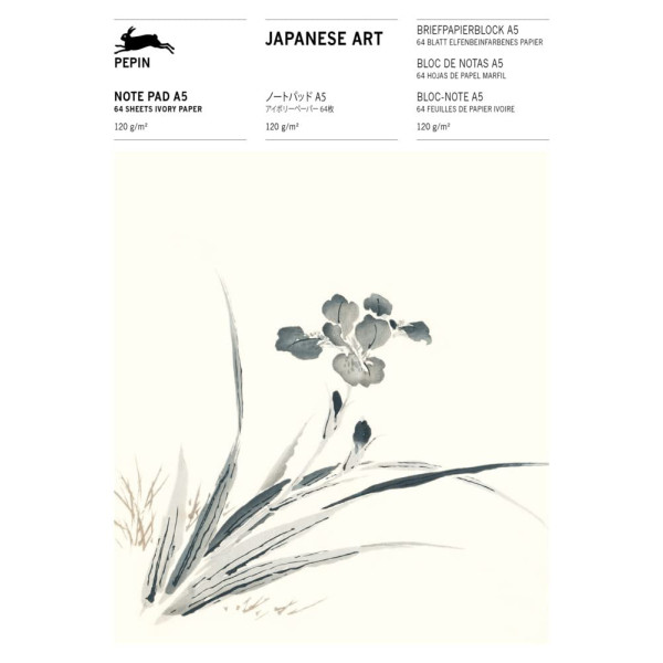 photo-Bloc-notes - A5 - 64 feuilles papier ivoire - 120g - Avec estampes japonaises