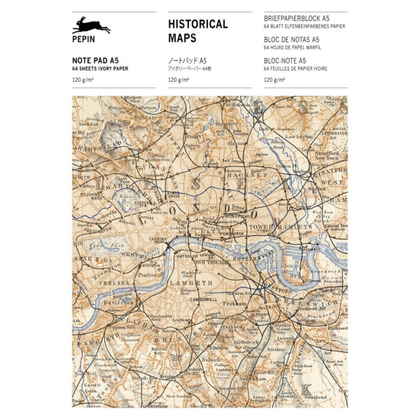 photo-Bloc-notes - A5 - 64 feuilles papier ivoire - 120g - Avec illustrations cartes anciennes