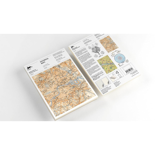 Bloc-notes - A5 - 64 feuilles papier ivoire - 120g - Avec illustrations cartes anciennes