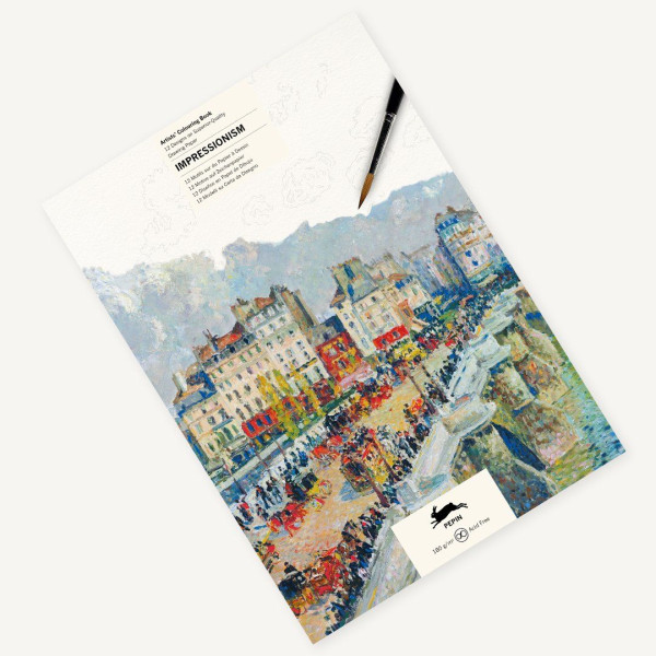 photo-Livre de coloriage - Beaux-arts - Adulte - Aquarelle et crayons - Œuvres peintures impressionniste - 12 modèles